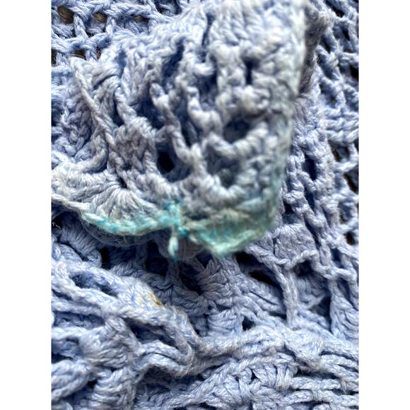 Y2K Crochet Long Sleeve Top - Baby Blue - Women's Small - Picture 6 of 8